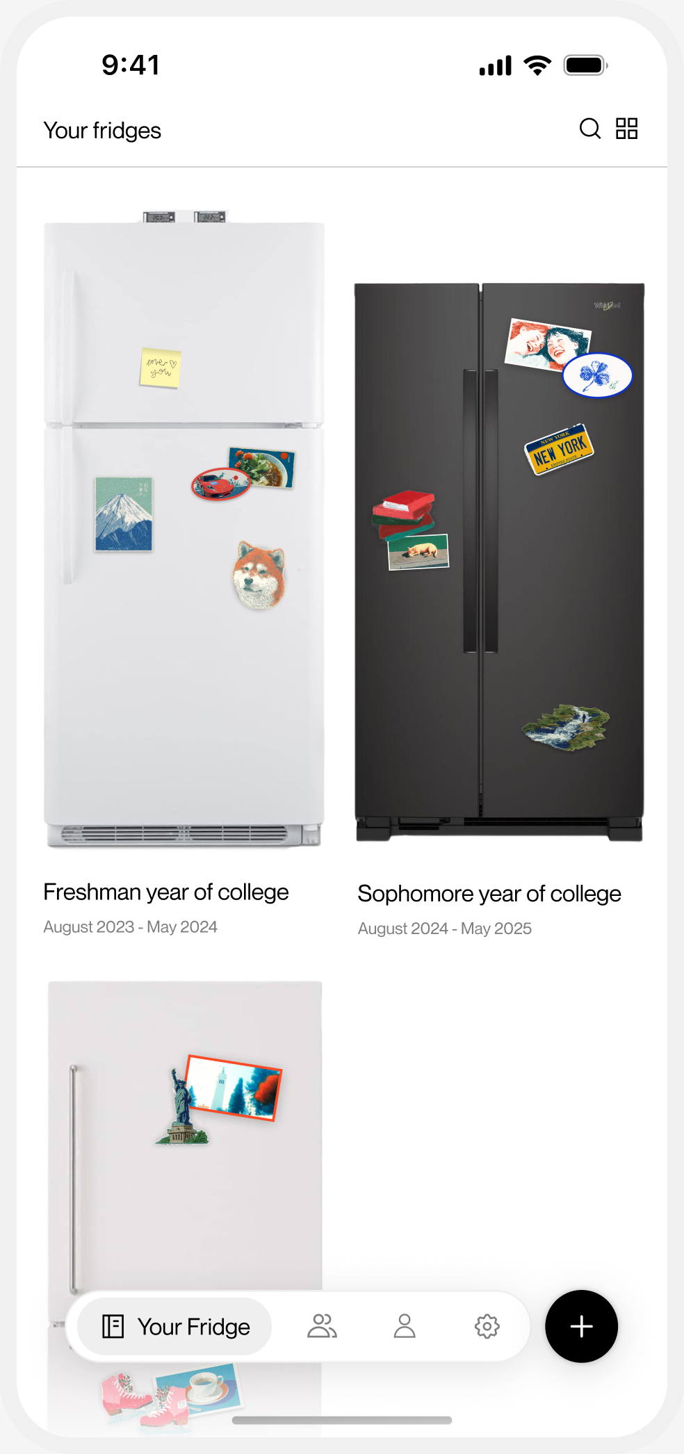 Magnets home — gallery view with year labels