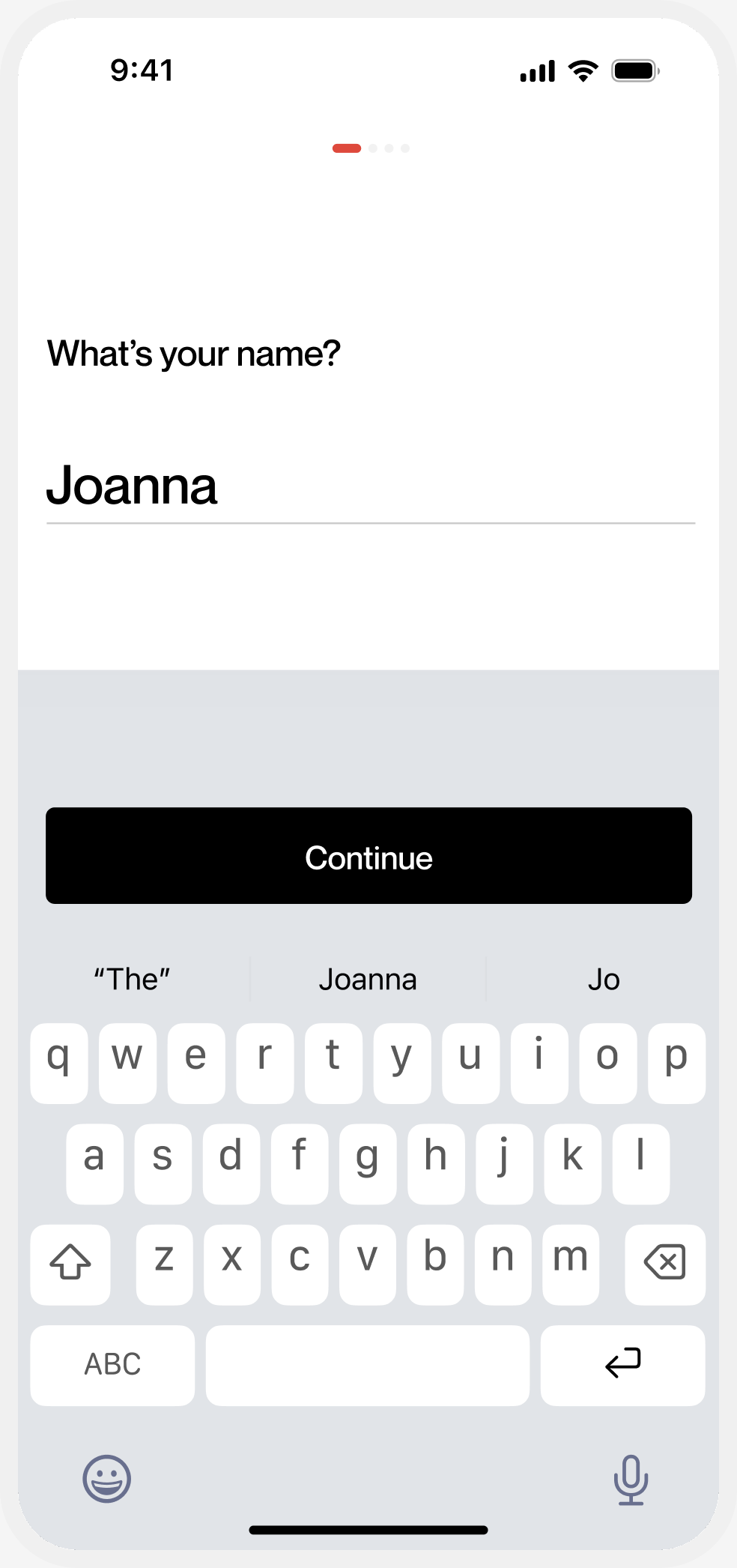 Magnets onboarding — name entry with keyboard