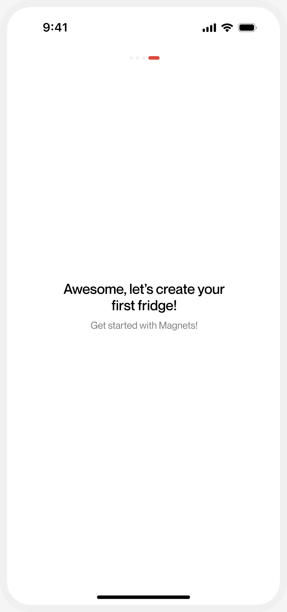 Magnets onboarding — Create your first fridge