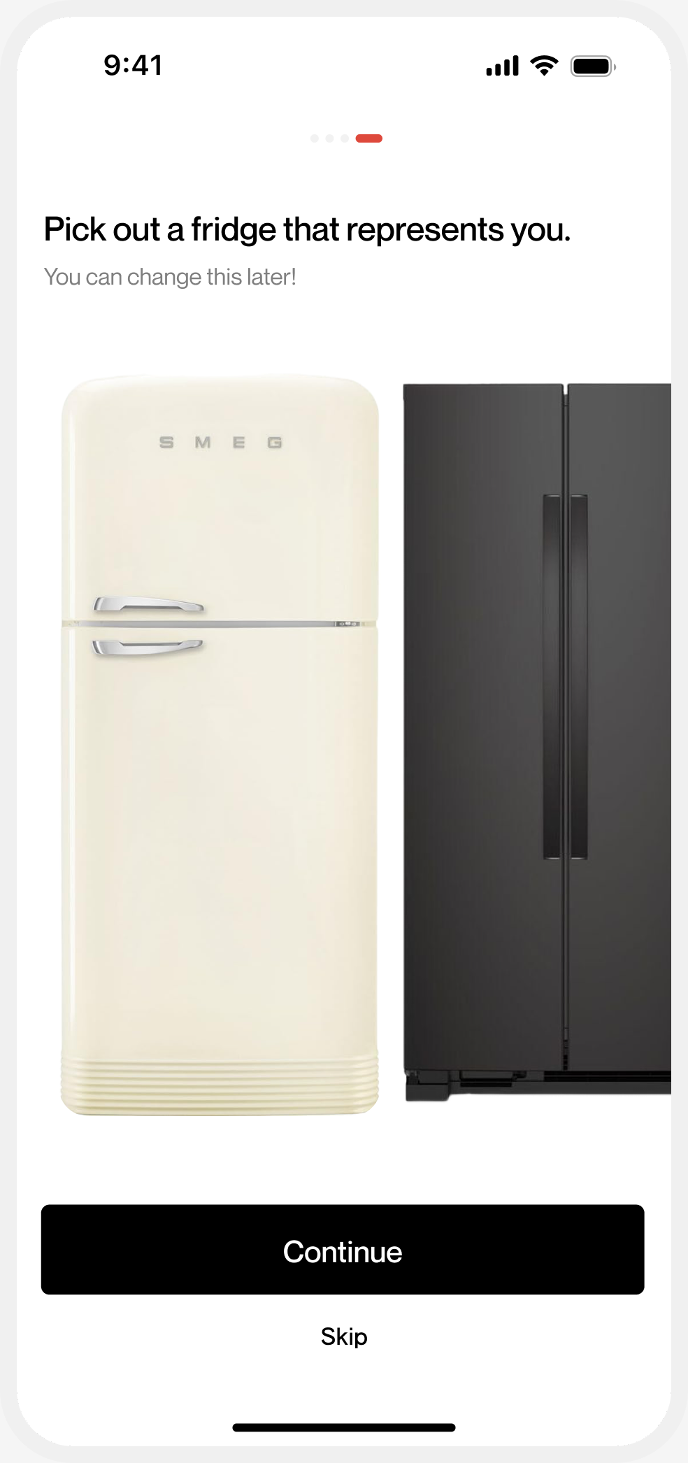 Magnets onboarding — Pick a fridge