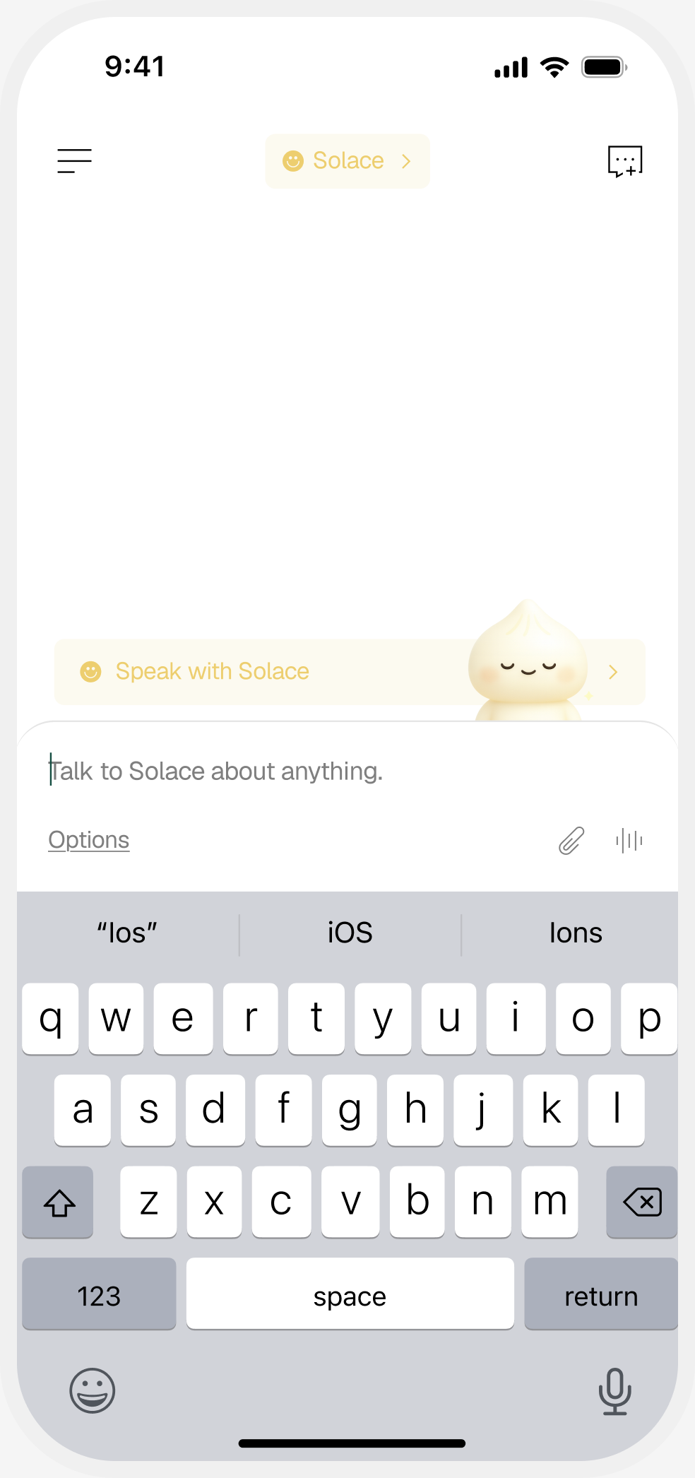 Solace home companion chat input