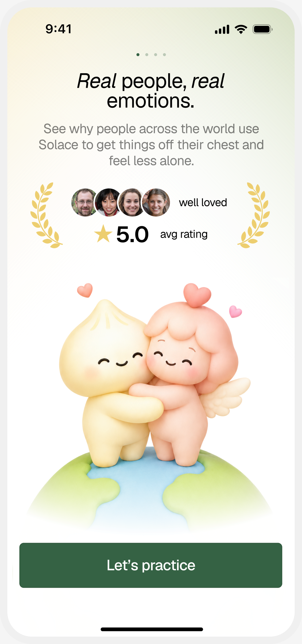 Solace social proof — real people, real emotions