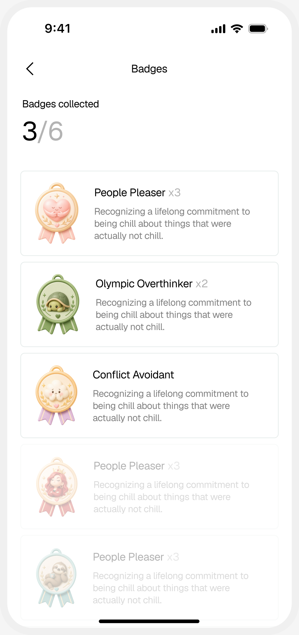 Solace badges screen
