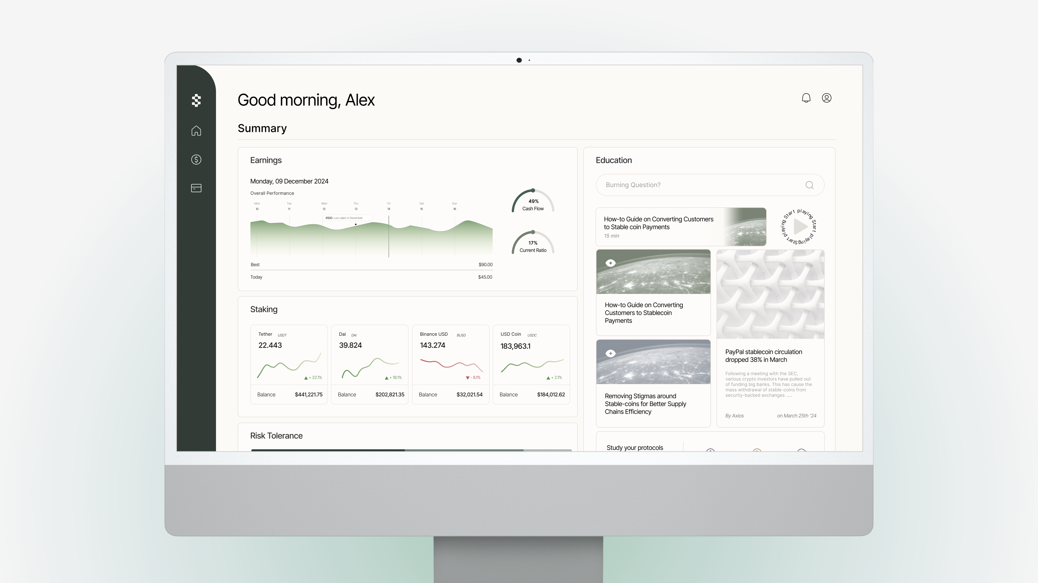 stablepay business dashboard on iMac